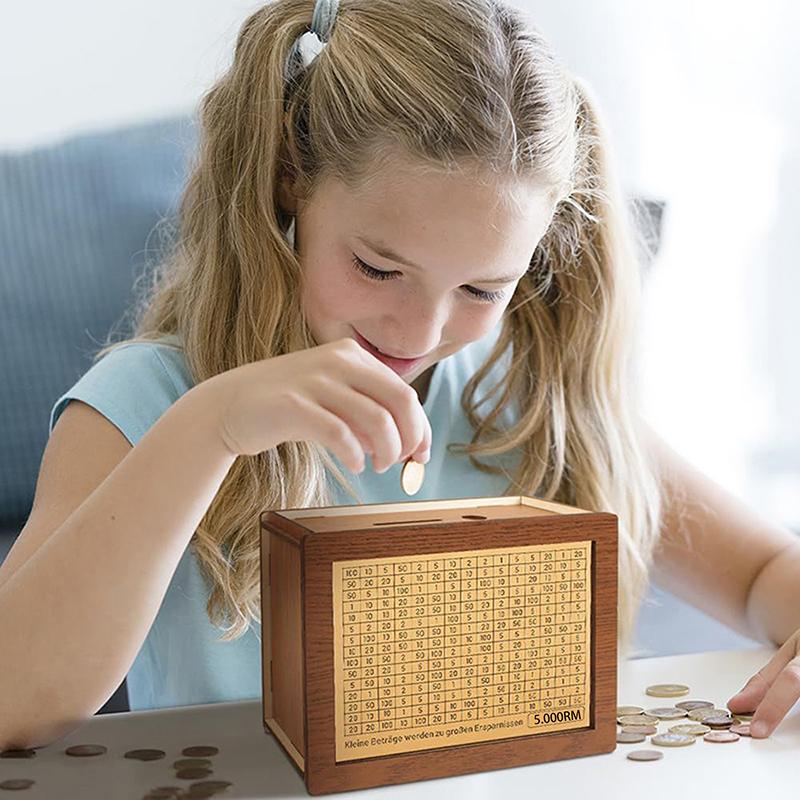 Копилка деревянная копилка многоразовая с целью сбережения и числами L